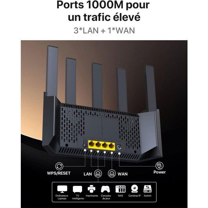 Routeur WiFi 6 - TENDA - TX12L Pro - AX3000 - 4 Ports Gigabit - WPA3 Sécurisé