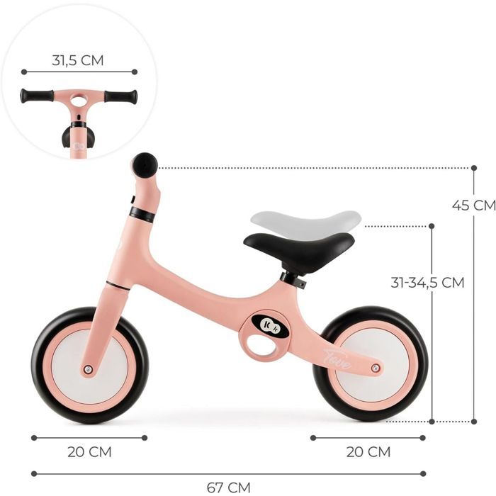 Balanscykel - KINDERKRAFT - TOVE - Rosa - 1,5 till 4 år - 2 kg lättvikt