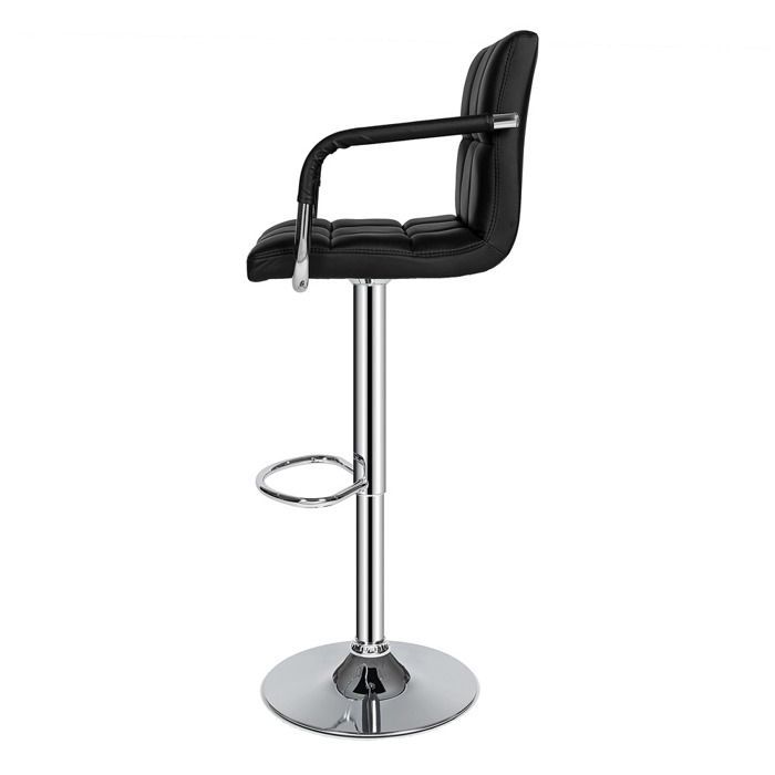 Taburete de bar - TECTAKE - Juego de 2 taburetes HARALD de acero cromado con altura de asiento de 63-83 cm - Negro