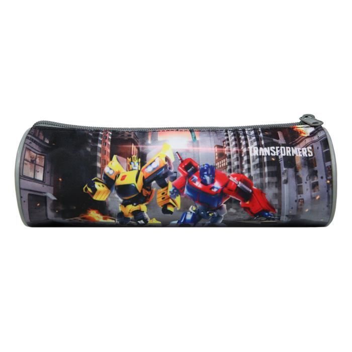 Trousse scolaire - Transformers - Ronde - Gris - Polyester - 22 cm x 7 cm x 7 cm