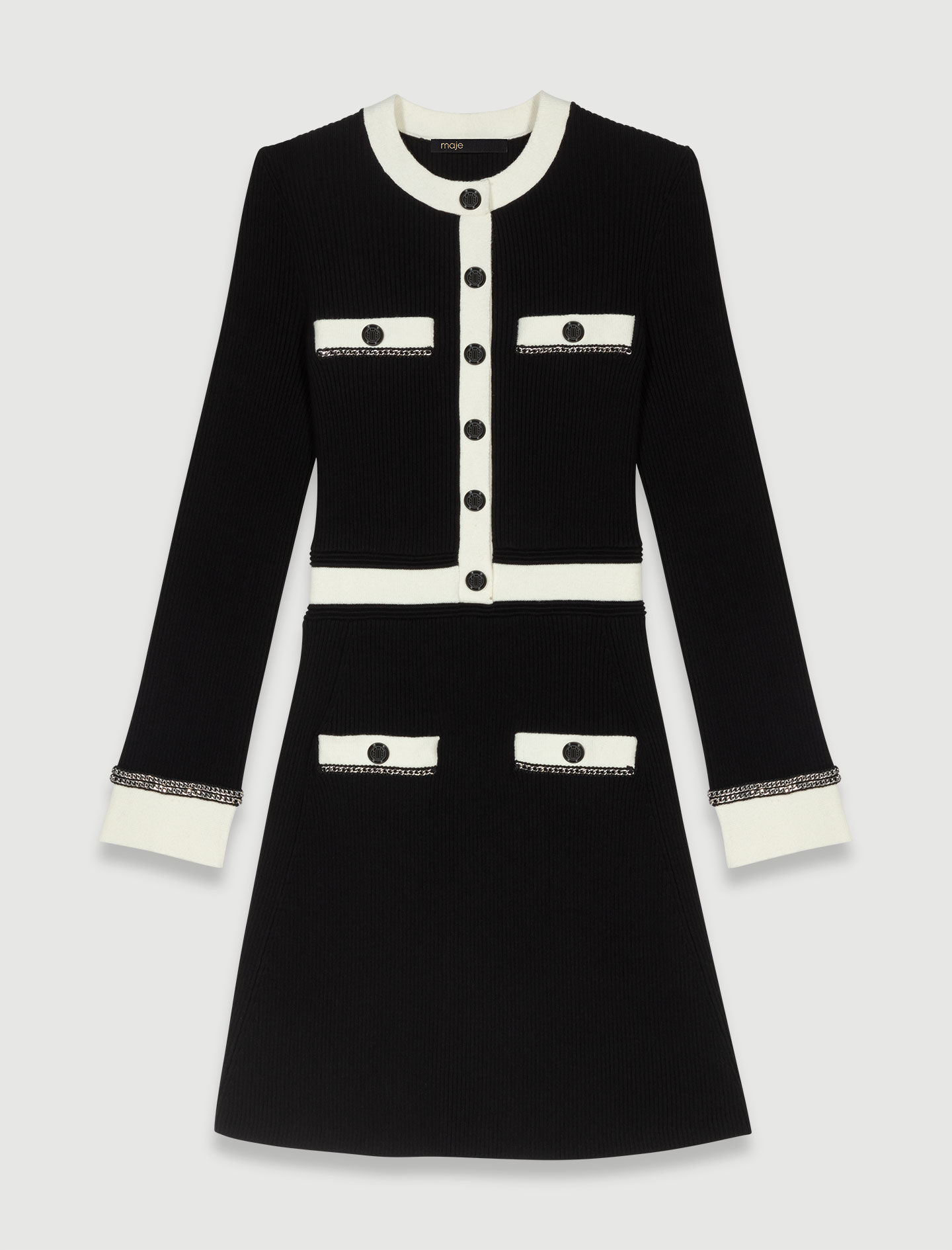 Rochie scurtă tricotată - Neagră