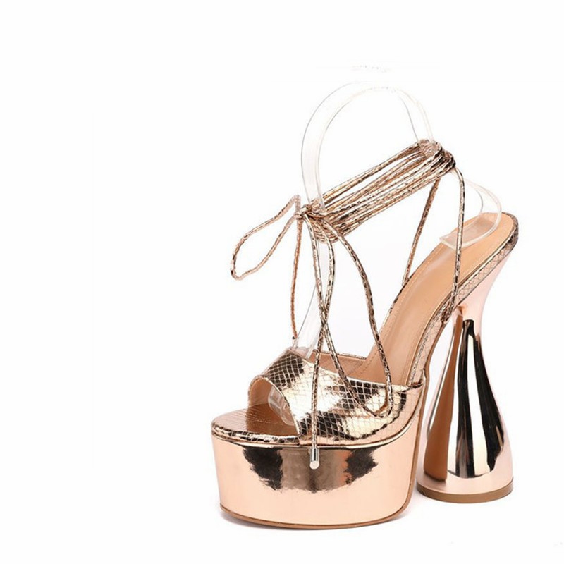 Sandali con tacco alto e plateau a punta aperta, con cinturini alla caviglia, ideali per feste, serate in discoteca, moda estiva, matrimoni, scarpe tinta unita da donna