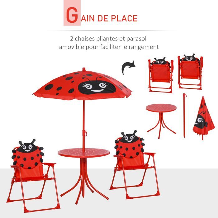 Outsunny - Ensemble salon de jardin enfant - métal - 50x50x46cm - Rouge