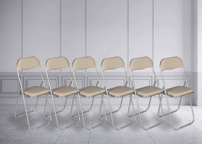 Dmora Ensemble de six chaises pliantes, couleur sable, Mesures 43 x 47 x 78 cm