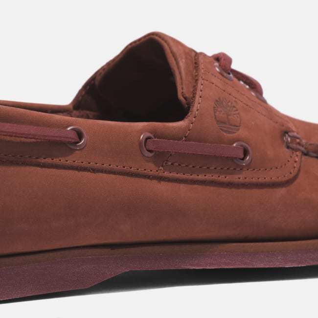 Scarpa da Barca in Pelle Classic da Uomo in                rosso scuro
