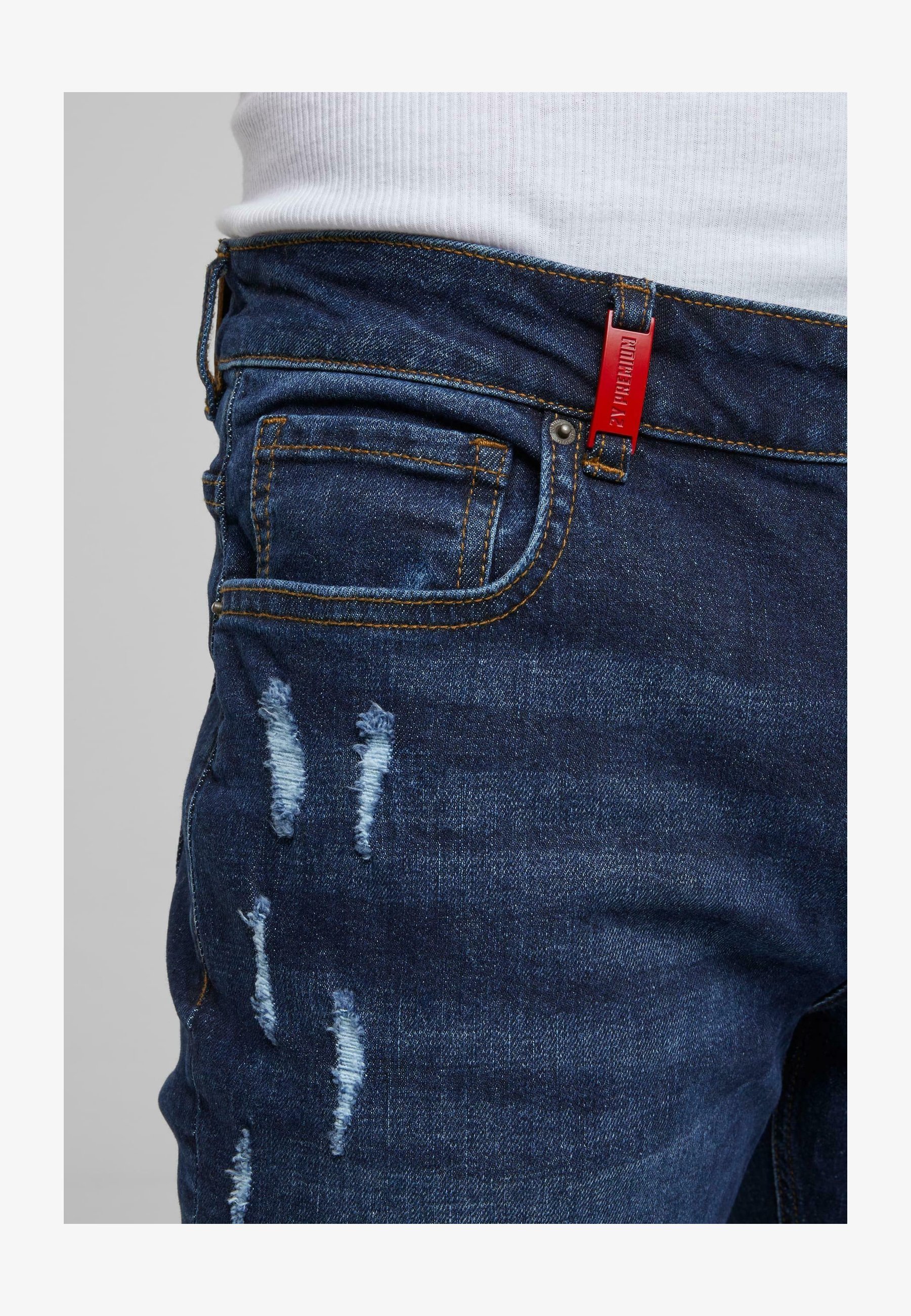2Y Premium Slim Fit Jeans – Mittelblau