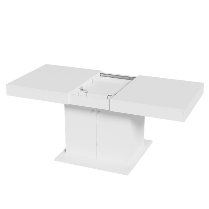 Mesa de comedor extensible - Blanca - 140/180x80x76cm - 8 plazas - Diseño moderno