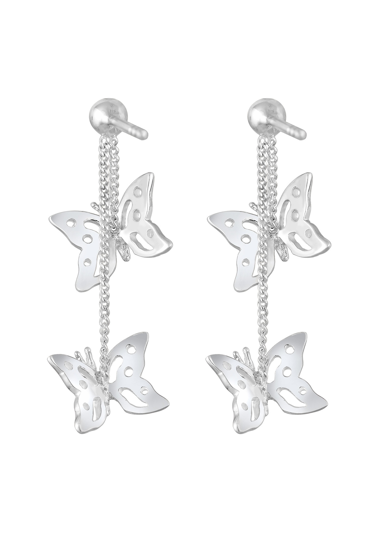 Elli Femmes pendentif d'oreilles tendance papillon nature avec cristaux en argent sterling 925