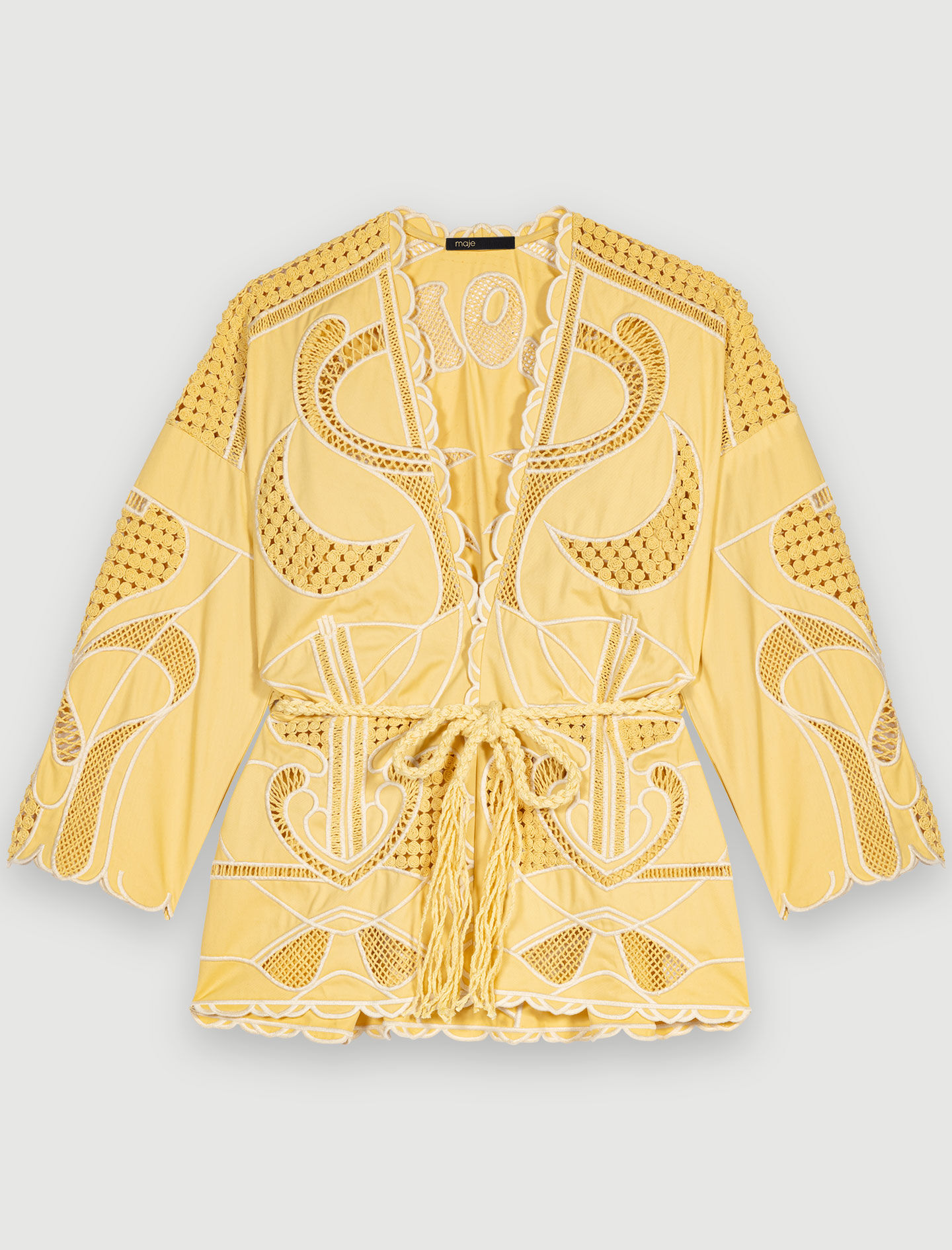 Geborduurd kimono-jasje - Banaangeel