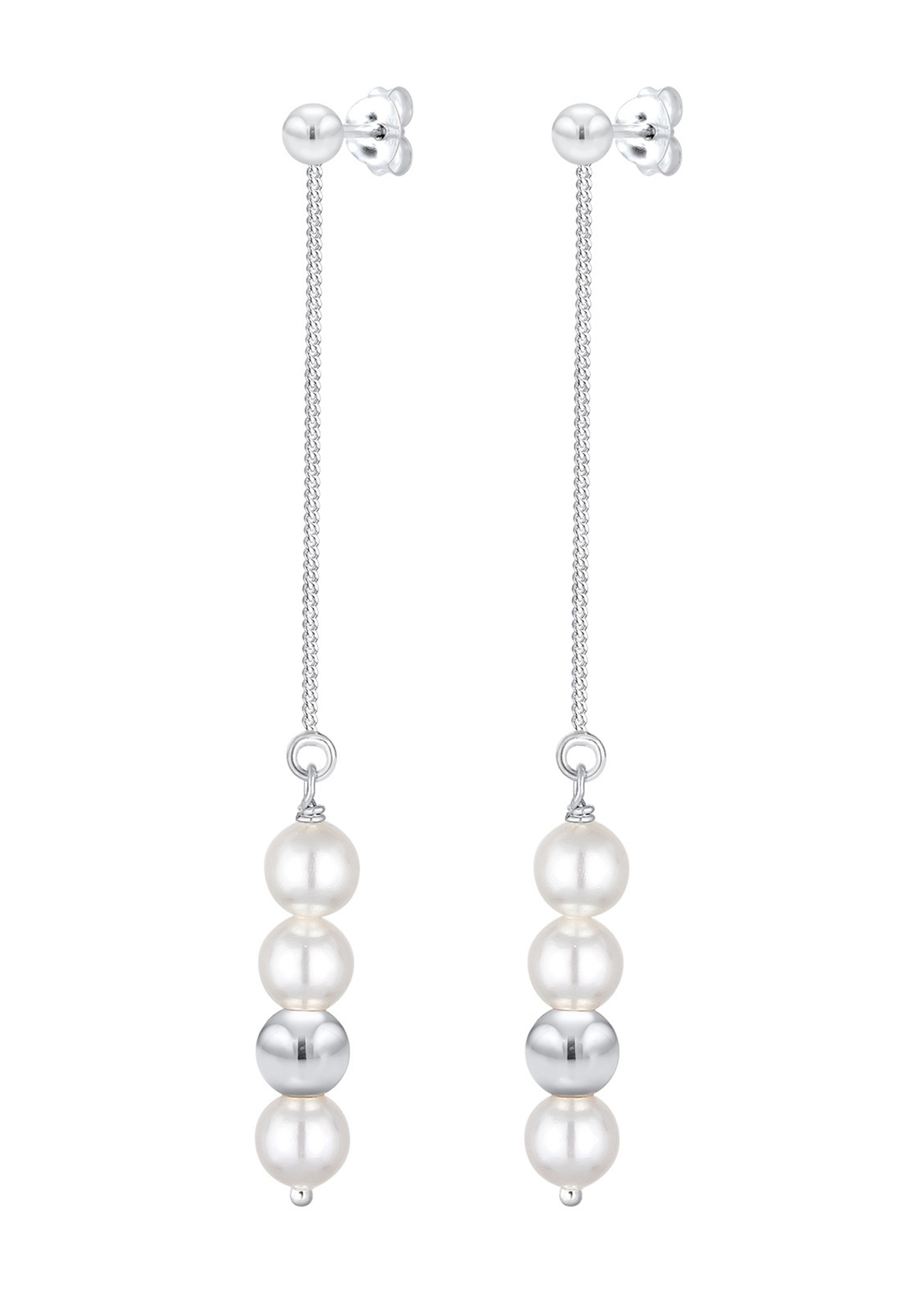 Elli Pendante perles synthétiques Géo Boucles d'oreilles Femme (925/1000) Argent