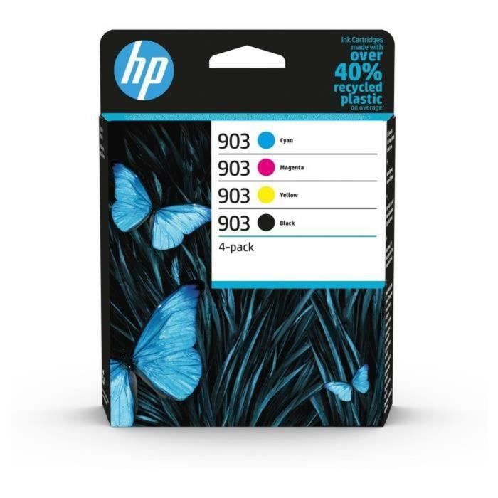 HP 903 4-Pack Genuine Black, Cyan, Yellow, and Magenta Ink Cartridges (6ZC73AE) for HP OfficeJet / OfficeJet Pro 6900