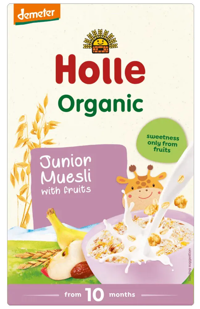 Holle Bio Kaszka wieloziarnista z cornflakes i owocami, bezmleczna od 10 m-ca życia
