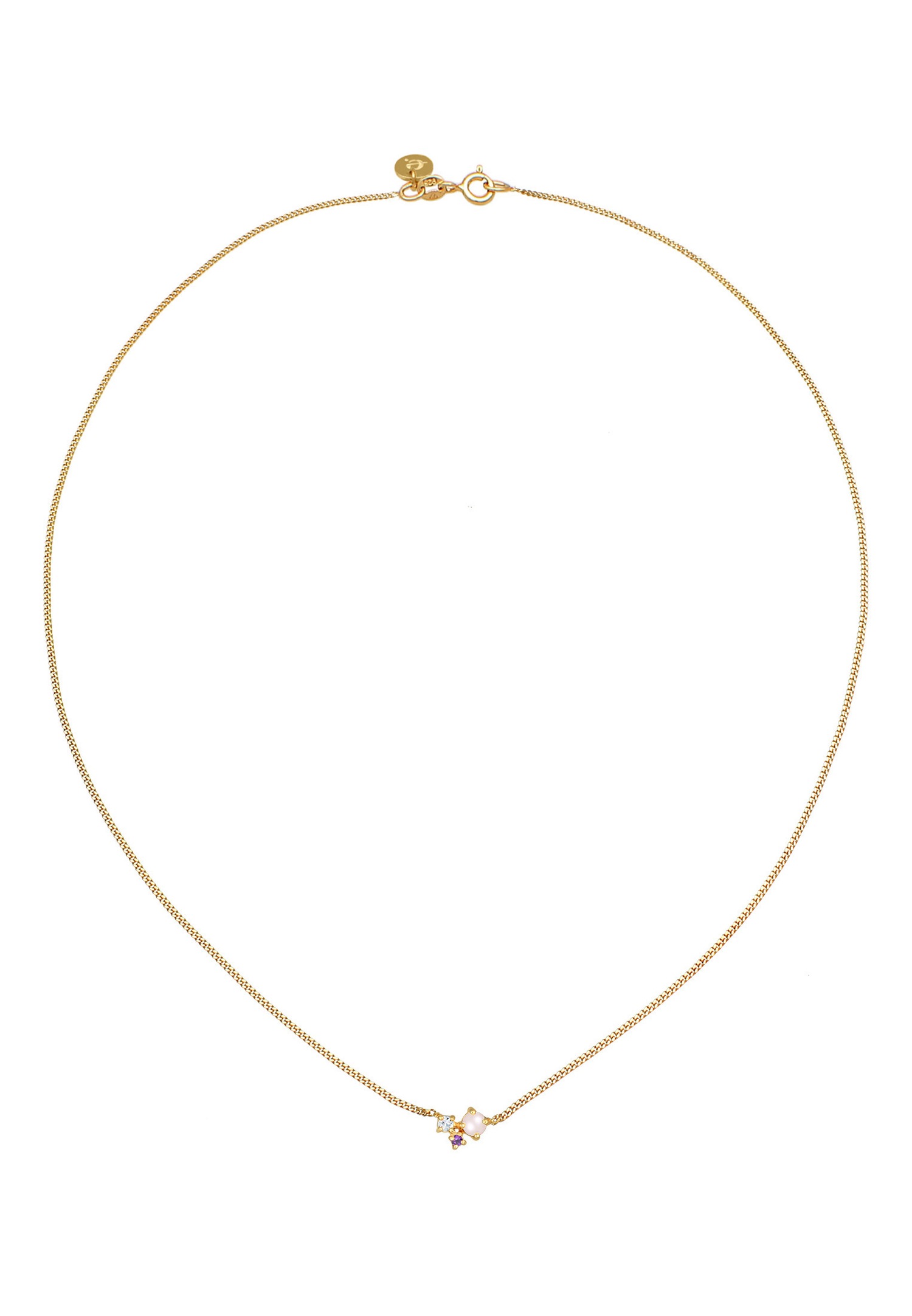 Elli PREMIUM Pendentif pour dames avec améthyste en quartz rose et pierre topaze en plaqué or 925