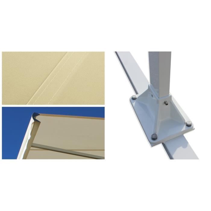 Store double pente manuel 5x2x3 m - Toile beige et structure blanche satinée - GARDEN OMBRAZUR