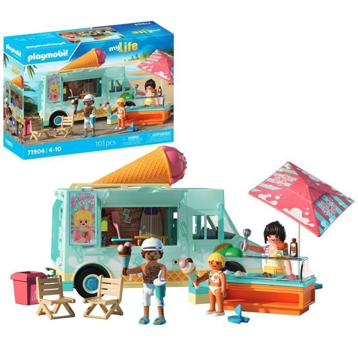 Playmobil 71904 Camioncino dei gelati e 3 personaggi, Vacanza al mare My Life, Design retrò anni '50, 101 pezzi, Età 4+