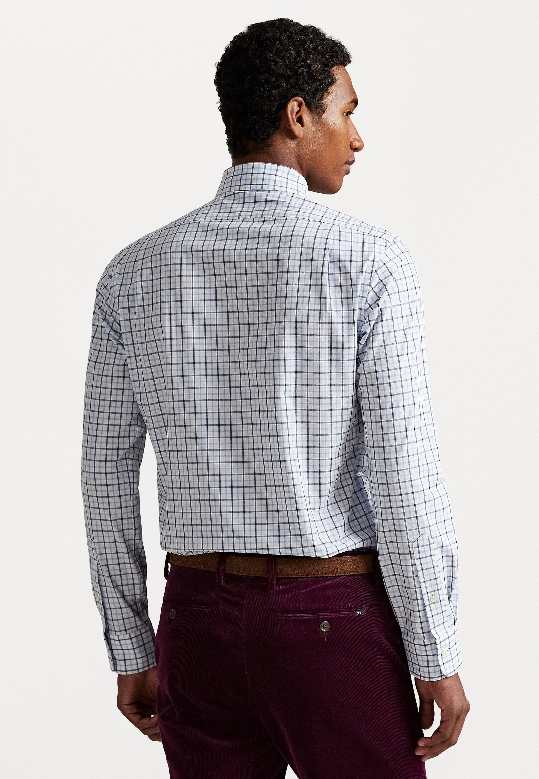 Polo Ralph Lauren CUSTOM FIT PLAID STRETCH POPLIN SHIRT - Shirt - wit/blauw