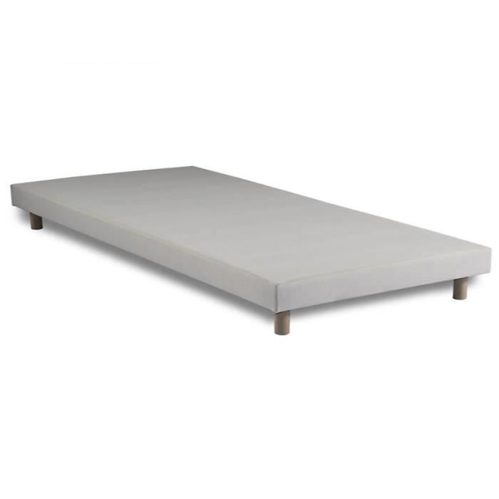Base de cama estofada - UMBERTO RAVELLI - Elite - 11 ripas de madeira maciça - Branca - 90x190 cm