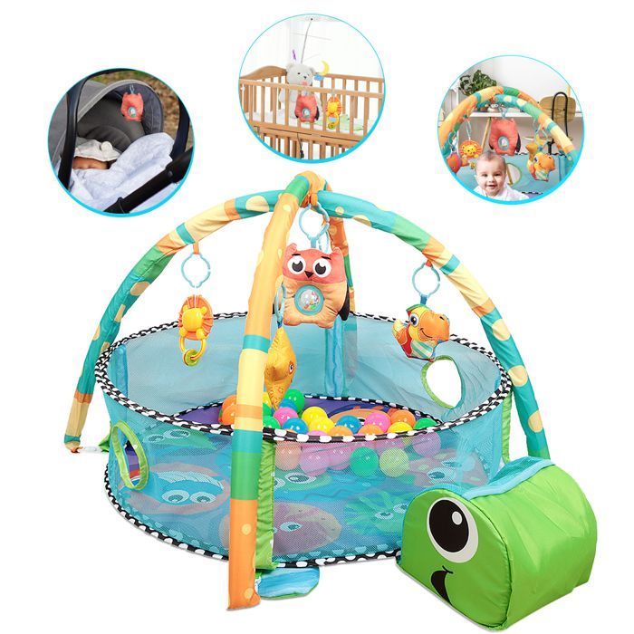 Speelmat voor baby's in de vorm van een schildpad - ERROLVES - Fitnessframe - Speelmat met speelgoed - Activiteitenhoek - Groen