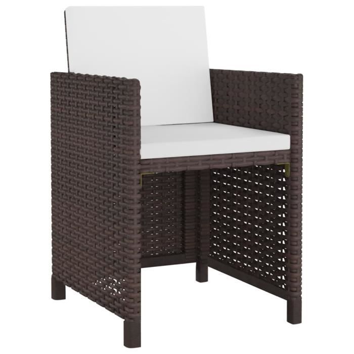 vidaXL Salon de jardin 11 pcs avec coussins Résine tressée Marron
