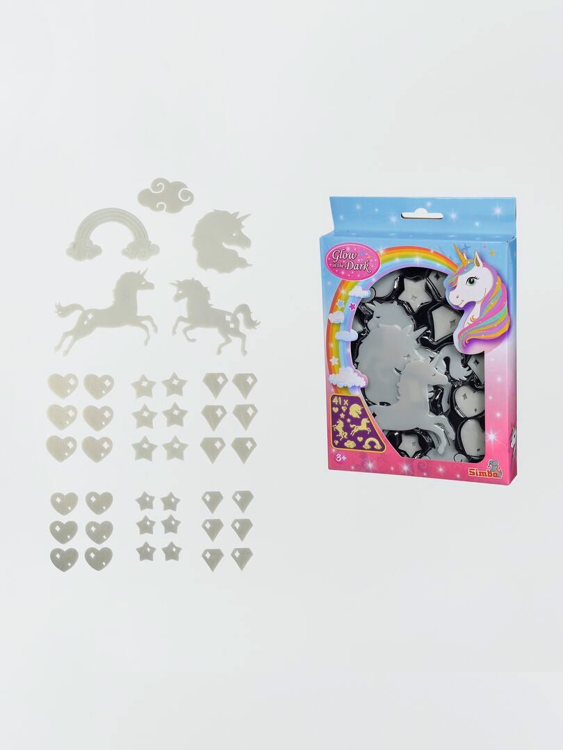 Pegatinas de pared de unicornio fluorescentes - BLANCO
