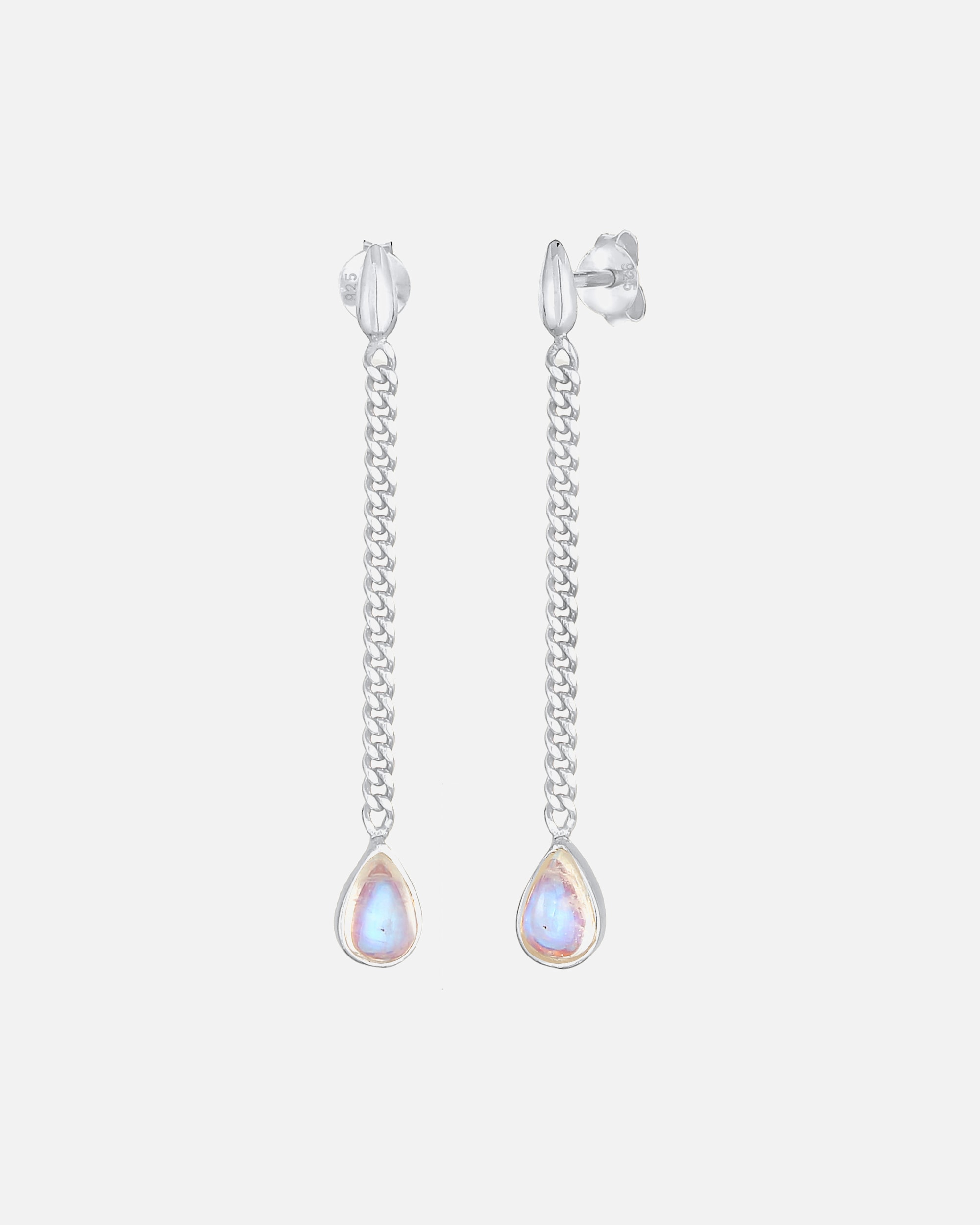 Elli PREMIUM Boucles d'oreilles pour femmes en chaîne élégante tendance avec pierre de lune en argent sterling 925