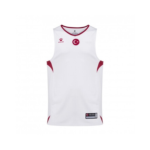  Tričko Kelme s krátkým rukávem, tričko Turecké basketbalové federace, bílé