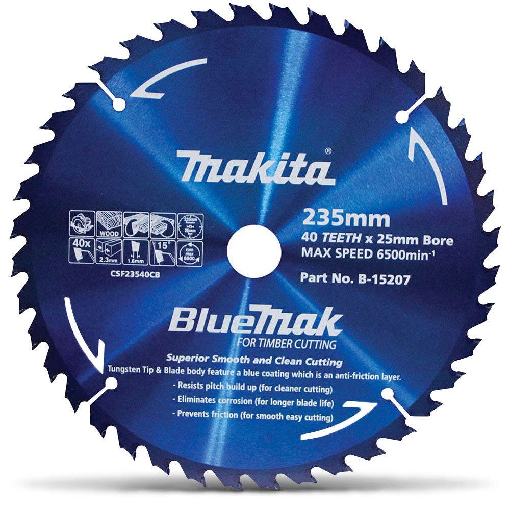 MAKITA TCT skjæreskive 235 mm 40 tenner for skjæring av tre - BLUEMAK