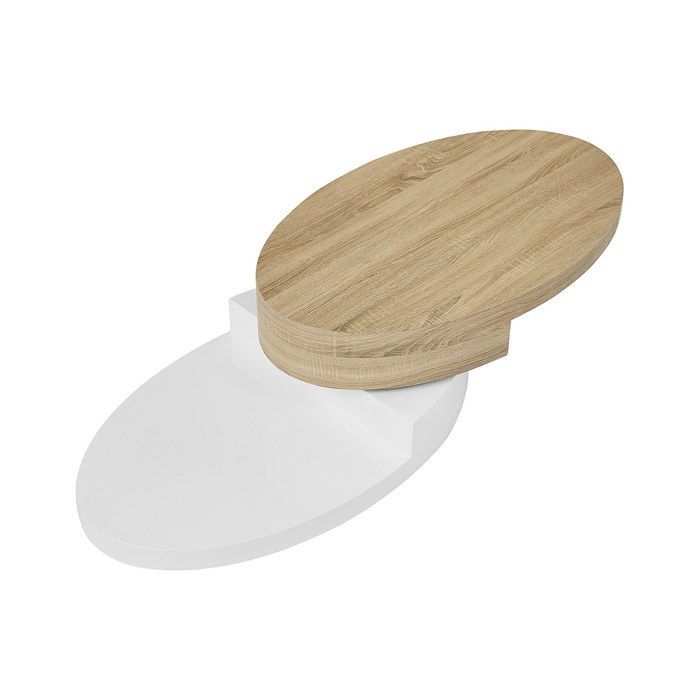 Salontafel met draaibaar blad - MDF - Naturel en wit - VITALY