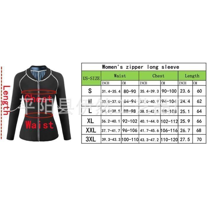 Femme Zippé de Sudation Manches Longues Élasthanne Ventre Plat Minceur pour Perdre du Poids Sport Amincissant Sauna Veste