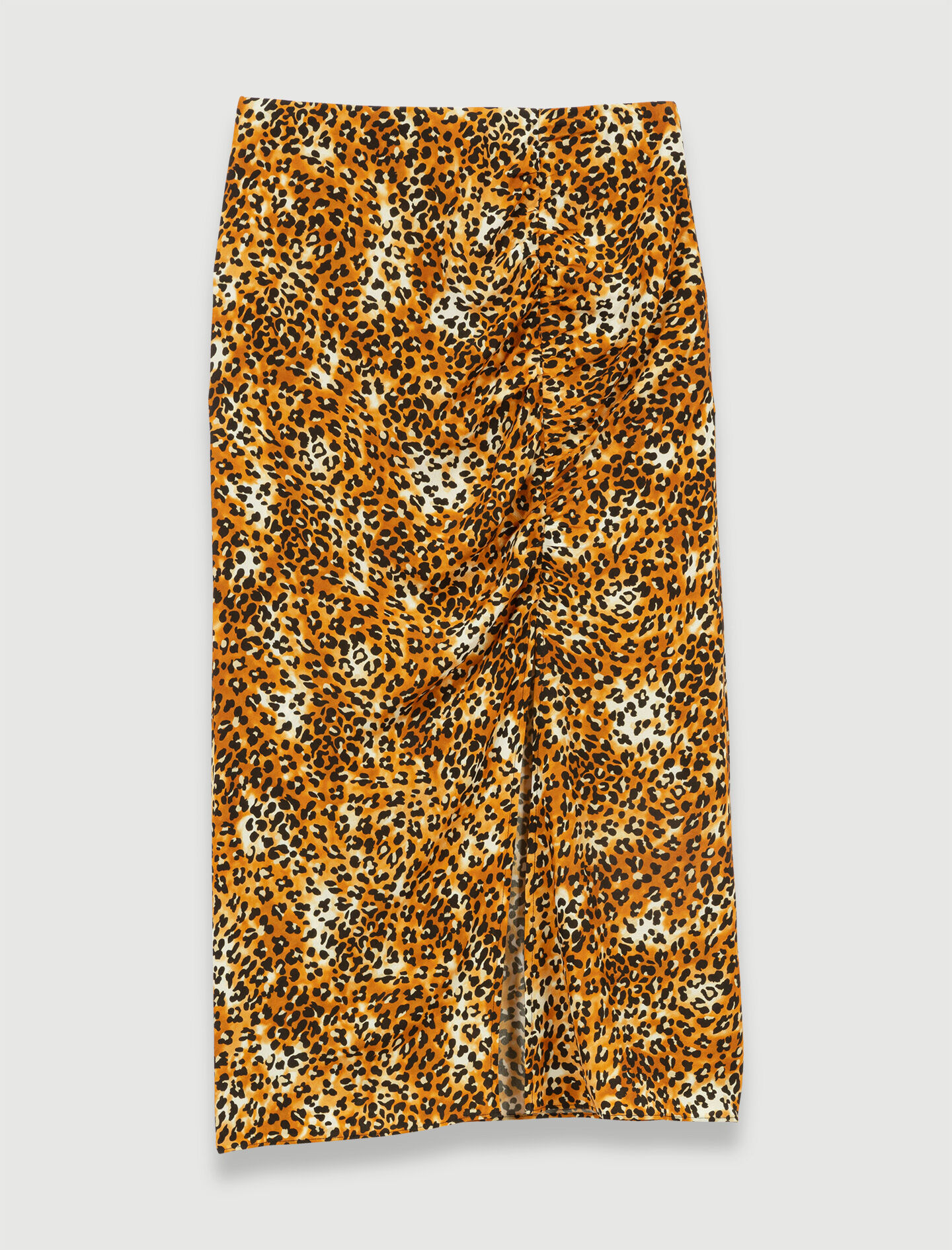 Falda midi con estampado de leopardo-Léopard beige