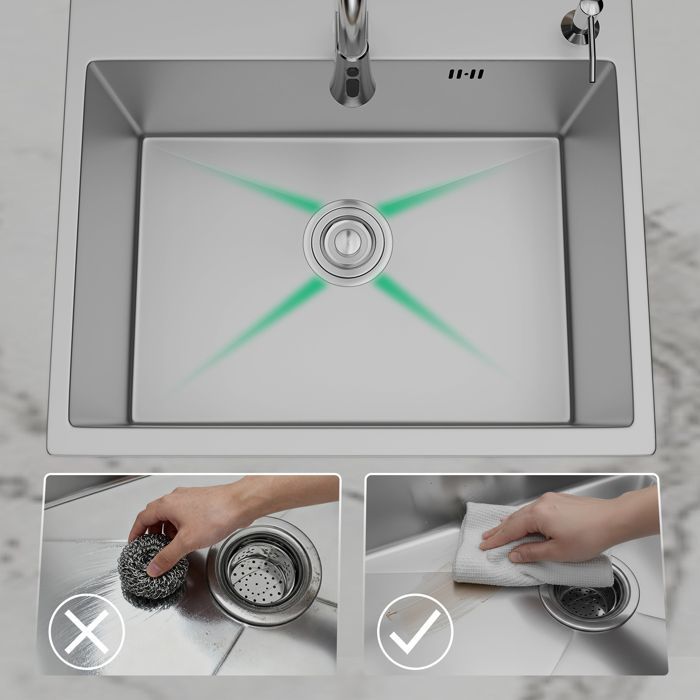 Évier 1 bac - MOCOERL - Modèle non spécifié - Inox - 55x45x22 cm - Distributeur & panier