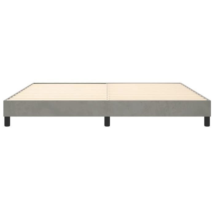 Cama de madera gris de 200 x 200 cm - Carga máxima 150 kg - Estructura de cama de muelles gris claro de 200 x 200 cm, terciopelo 005_852855