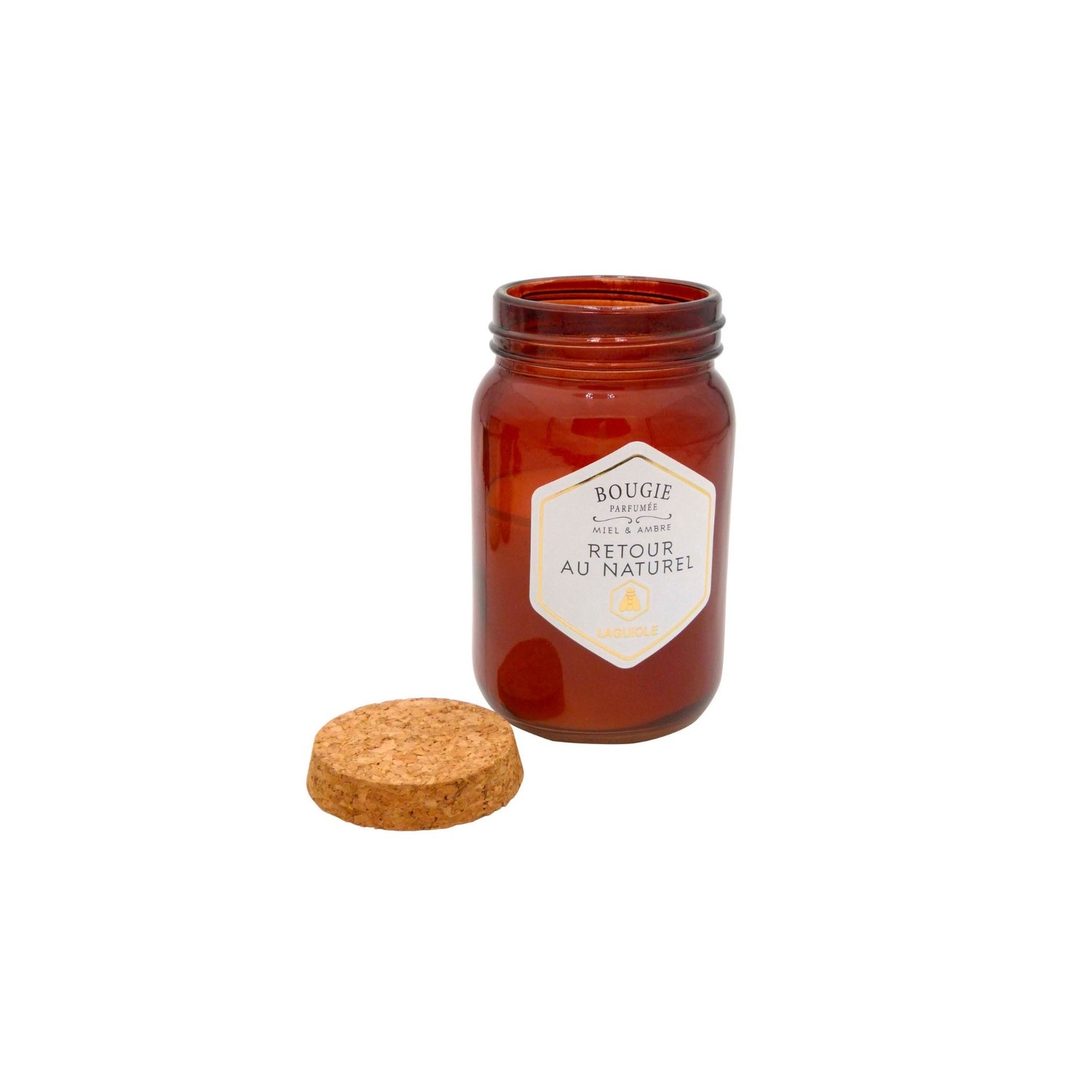 La guiole Bougie Retour au naturel - Parfum de Ambre & Miel - Bouchon de liège - 240 g