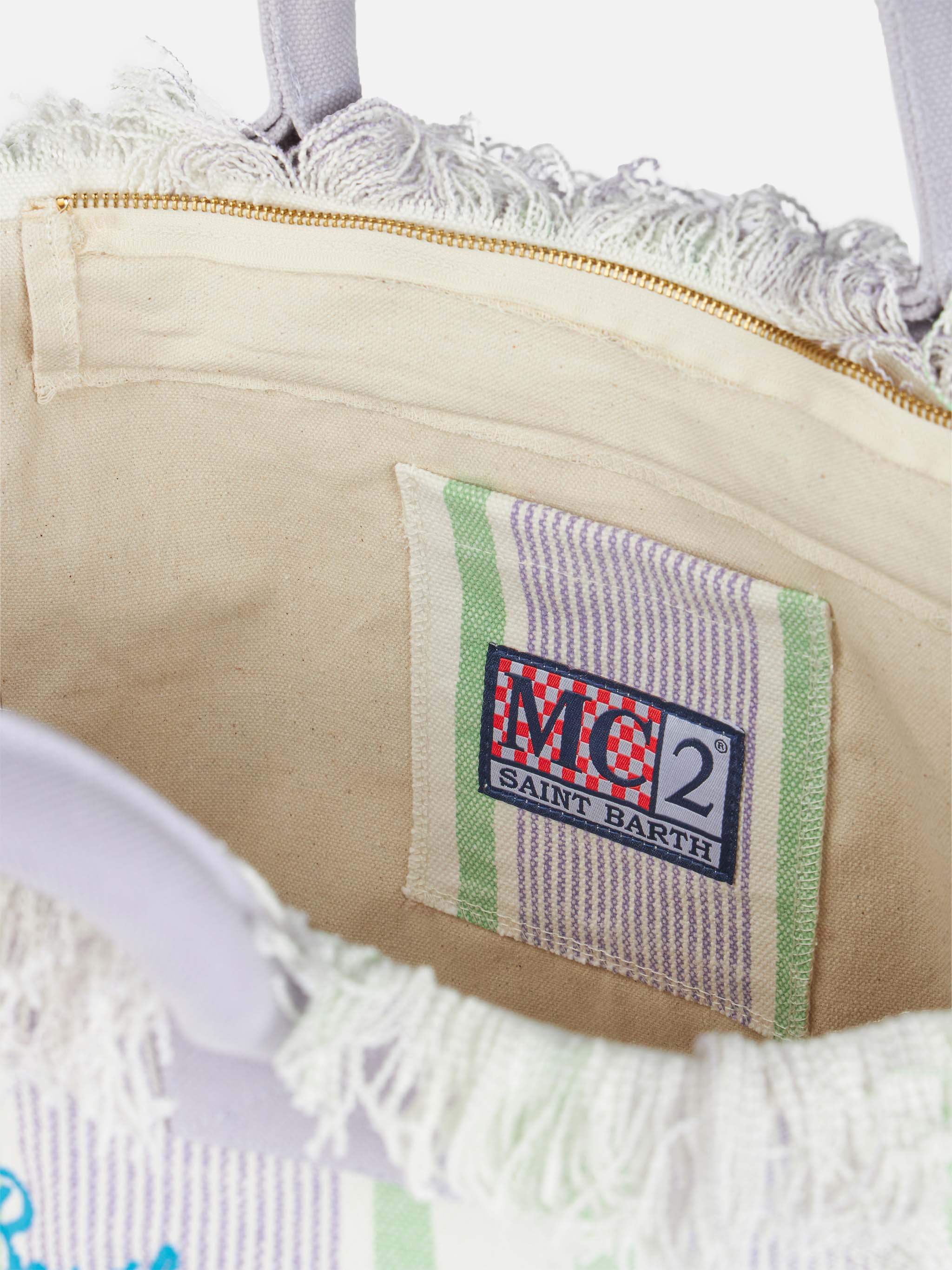 Porto Cervo Beach Club Gestreifte Kosmetiktasche aus Baumwoll-Canvas