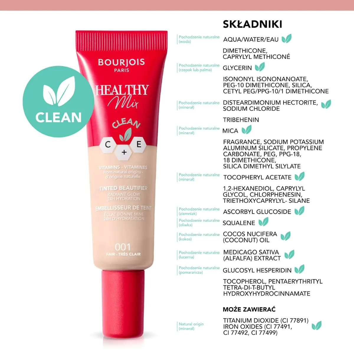 Bourjois Healthy Mix Clean Tinted Beautifier 002 Light Krem tonujący
