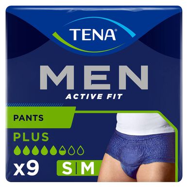 Tena miesten inkontinenssialushousut, plus koko M, 9 kpl, 9 kpl