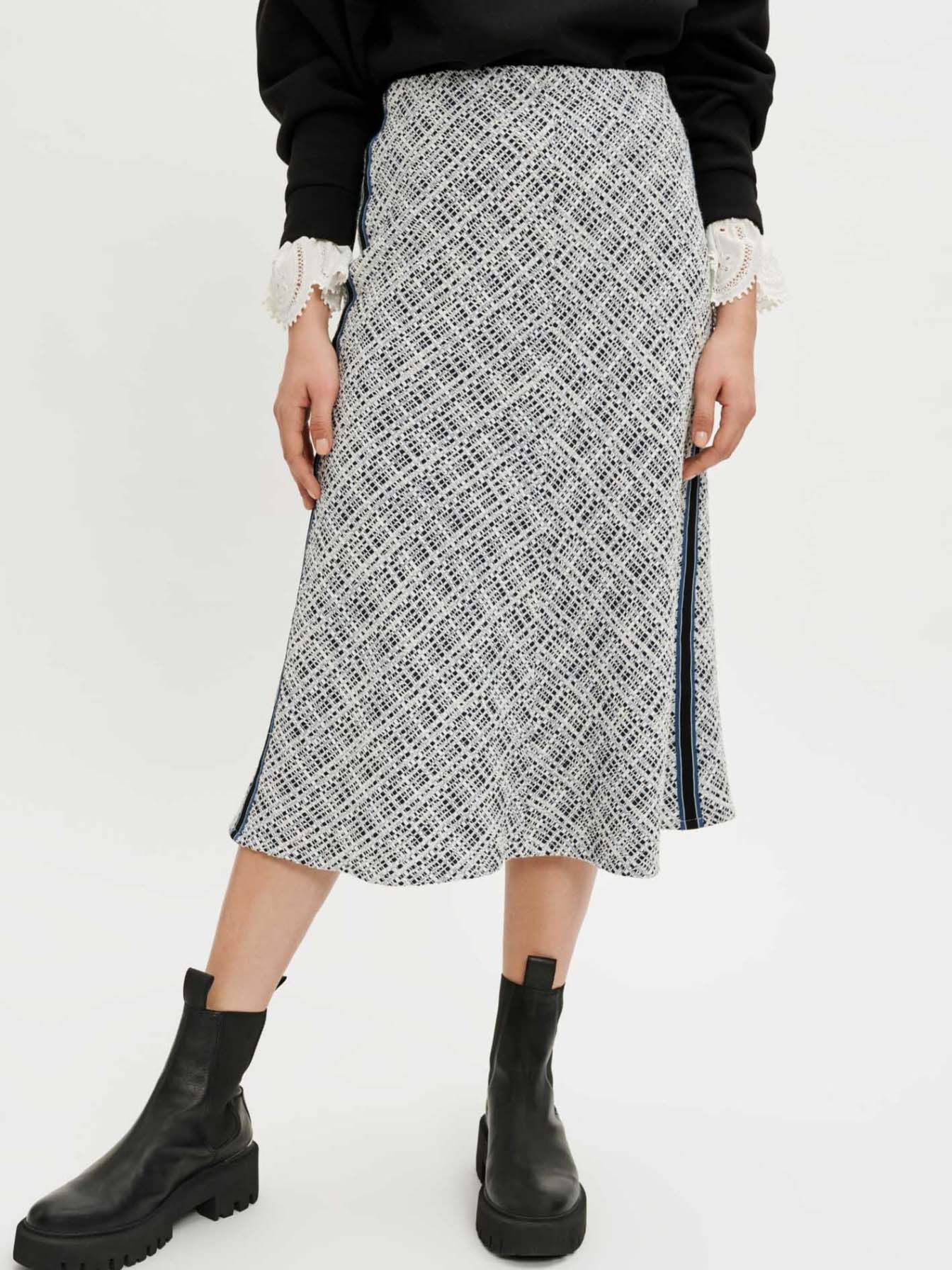Midi-rok van tweed - Blauw