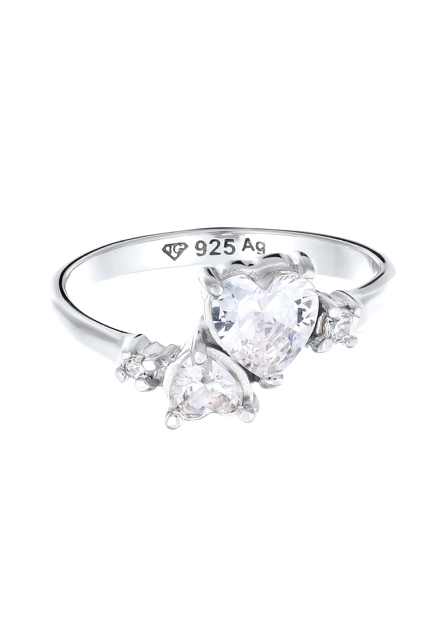 Elli Elli Bague avec Pierres Femmes Coeur Zirconia Blanc Argent Sterling 925 St Valentin