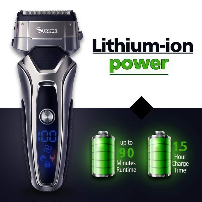 Barbeador elétrico masculino para barba seca e molhada