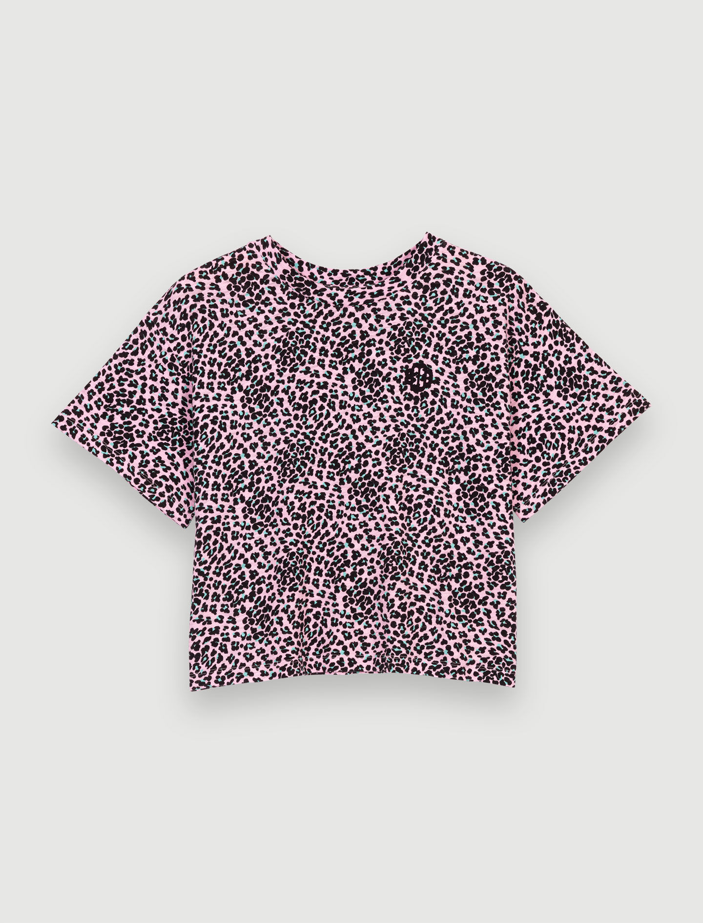 Tricou din bumbac cu imprimeu leopard - Leopard roz
