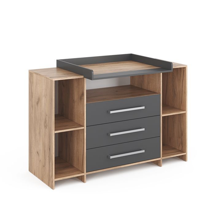 Oskar XL Changing Table 143x100cm with Drawers Anthracite/Sonoma Sonoma Vicco 40348