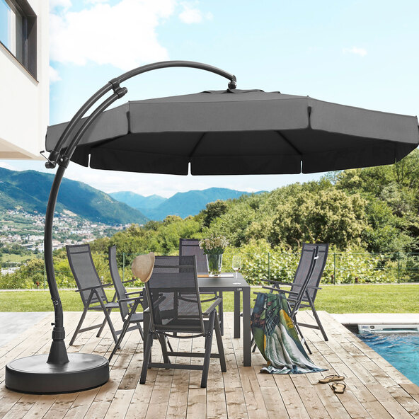 Umbrelă de soare cantilever Easy Sun, inclusiv bază, gri
