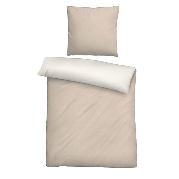 Melange-Flanell Bettwäsche, 135 x 200 cm, beige