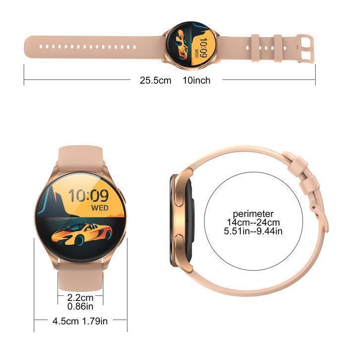Smartwatch feminino Blackview com tela redonda de metal de 1,43