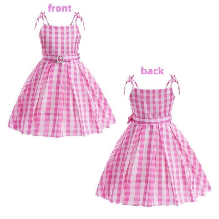 Deguisement Robe à Carreaux Rose Filles - Film Cosplay Carnival Halloween Fête - Costume de Princesse Enfants avec Accessoires