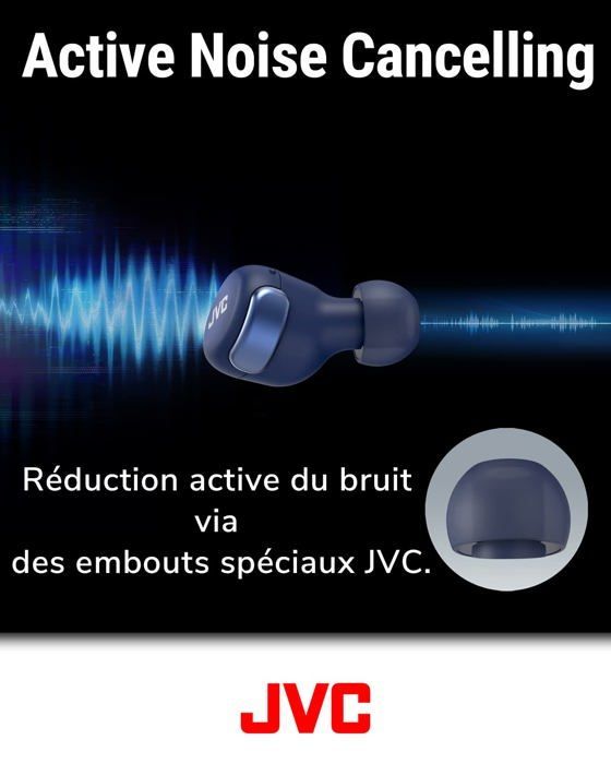 JVC HA-Z330T-A — Auriculares intrauditivos inalámbricos Bluetooth 5.2 con cancelación activa de ruido y micrófono, color azul