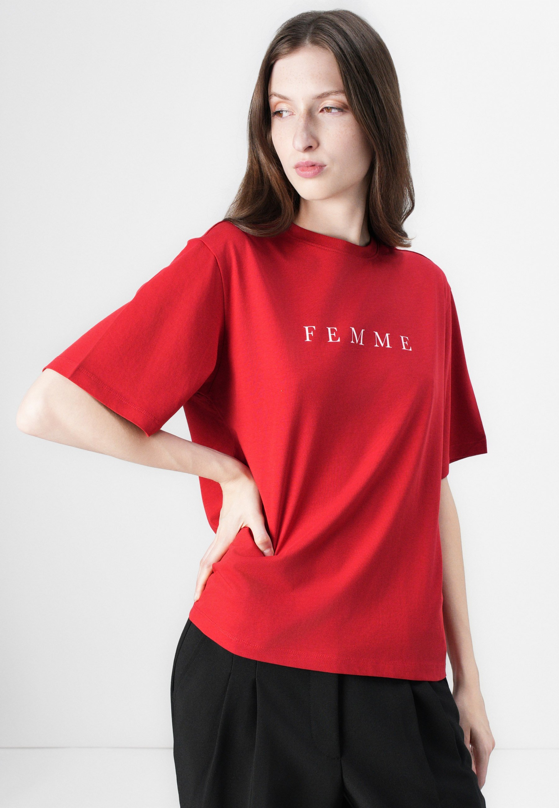 T-shirt imprimé Selected Femme SLFVILJA - T-shirt imprimé - rouge équestre