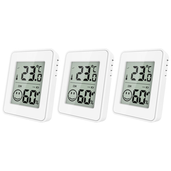 Termohigrometru, set de 3, alb