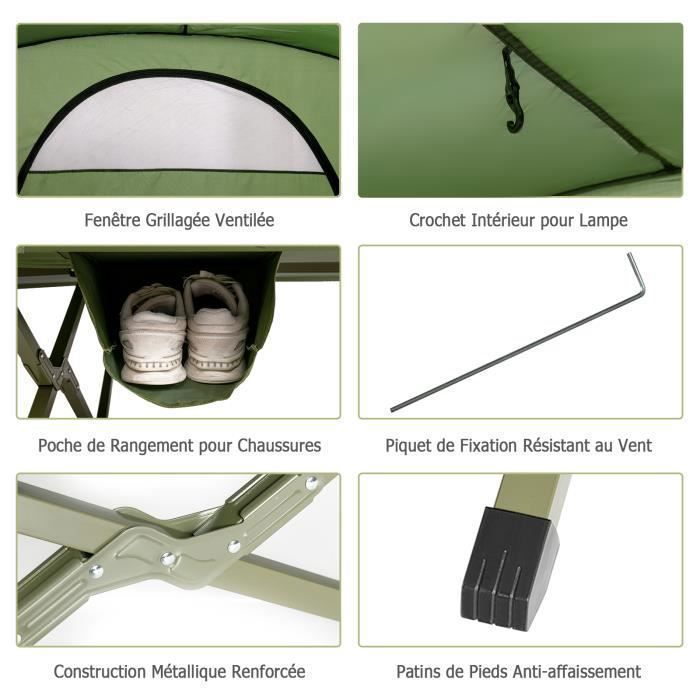 Tienda de campaña elevada COSTWAY de tela Oxford 600D - Colchón autoinflable, bolsa de transporte con ruedas, doble techo, color verde impermeable