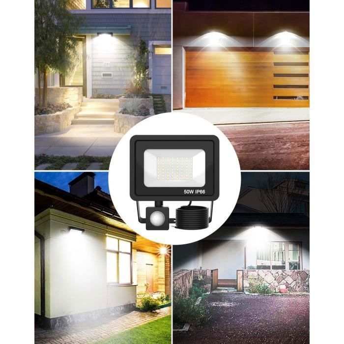 Foco LED exterior de 50 W con sensor de movimiento - Luz blanca fría - Resistencia al agua IP66